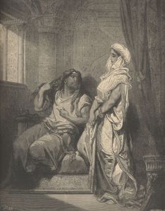 The Scriptures tell us that God designated two men to be Nazirites from the womb:  Samson and John the Baptist.  The engraving Samson and Delilah, by Gustave Doré, features Samson's uncut hair, the sign of a Nazirite.  Their hair indicated their special status as set apart to God, and in the case of the Bible's two most famous Nazirites, that the Holy Spirit rested on them for similar purposes of judging the nation of Israel and proclaiming the Lord's salvation.  In John, the Spirit's presence manifested in uncompromising preaching; in Samson the Spirit imparted supernatural strength.