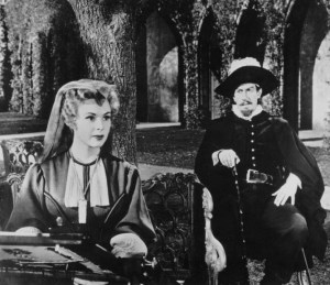 José Ferrer as Cyrano and Mala Powers as Roxane in Stanley Kramer's 1950 film  production of Cyrano de Bergerac.
